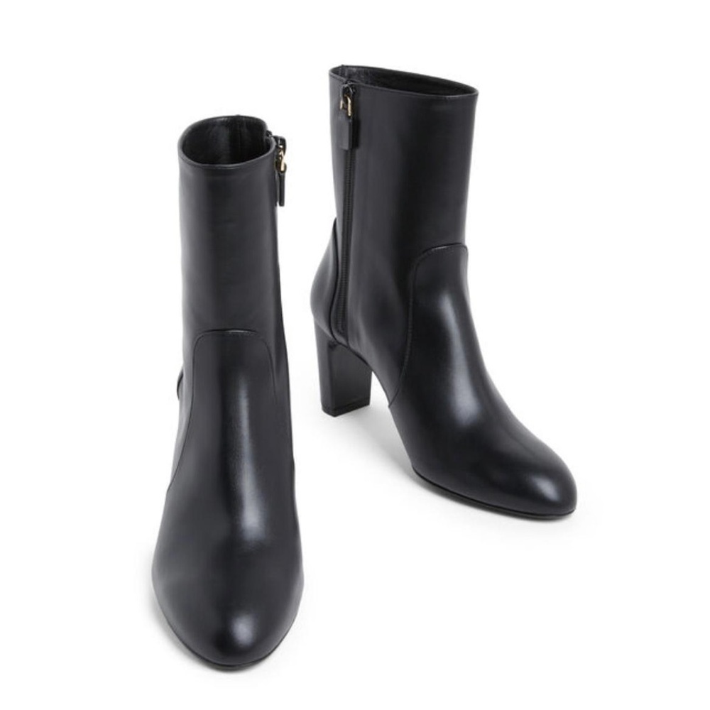Stuart Weitzman Vida 75 Zip Heeled Leather Booties - NWT